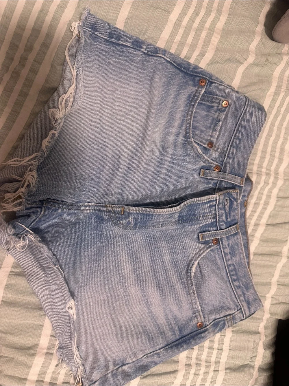 Levi’s 501 Premium High Rise Cutoff Denim Shorts Light Wash Frayed